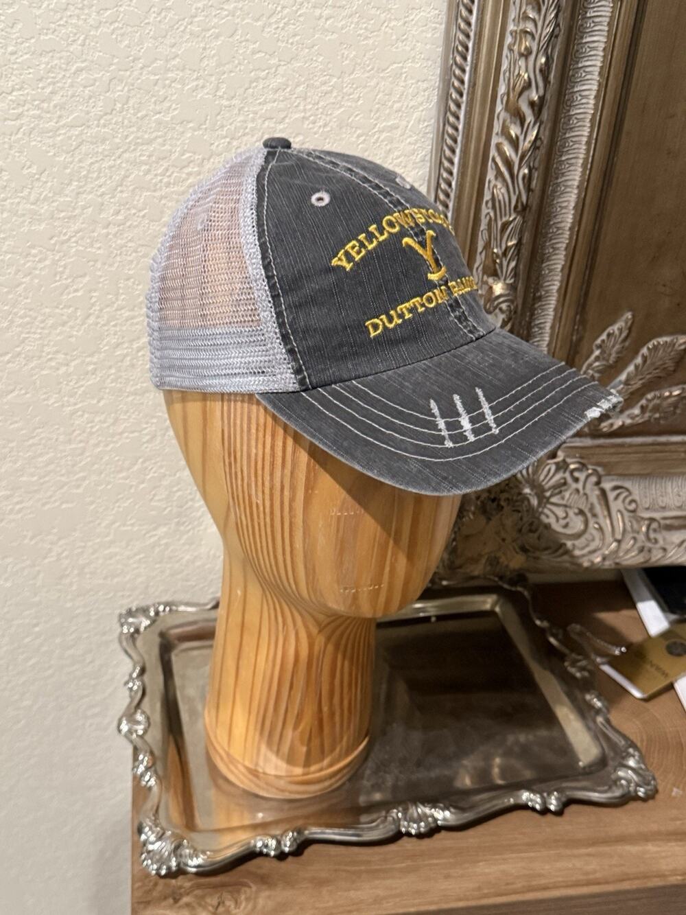 Yellowstone Dutton Ranch Embroidered Distressed Mesh Back Adjustable Hat